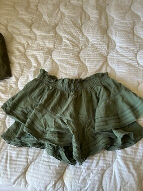 aerie Olive Green Ruffle Shorts